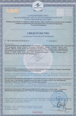 Dymatize - свидетельство 1